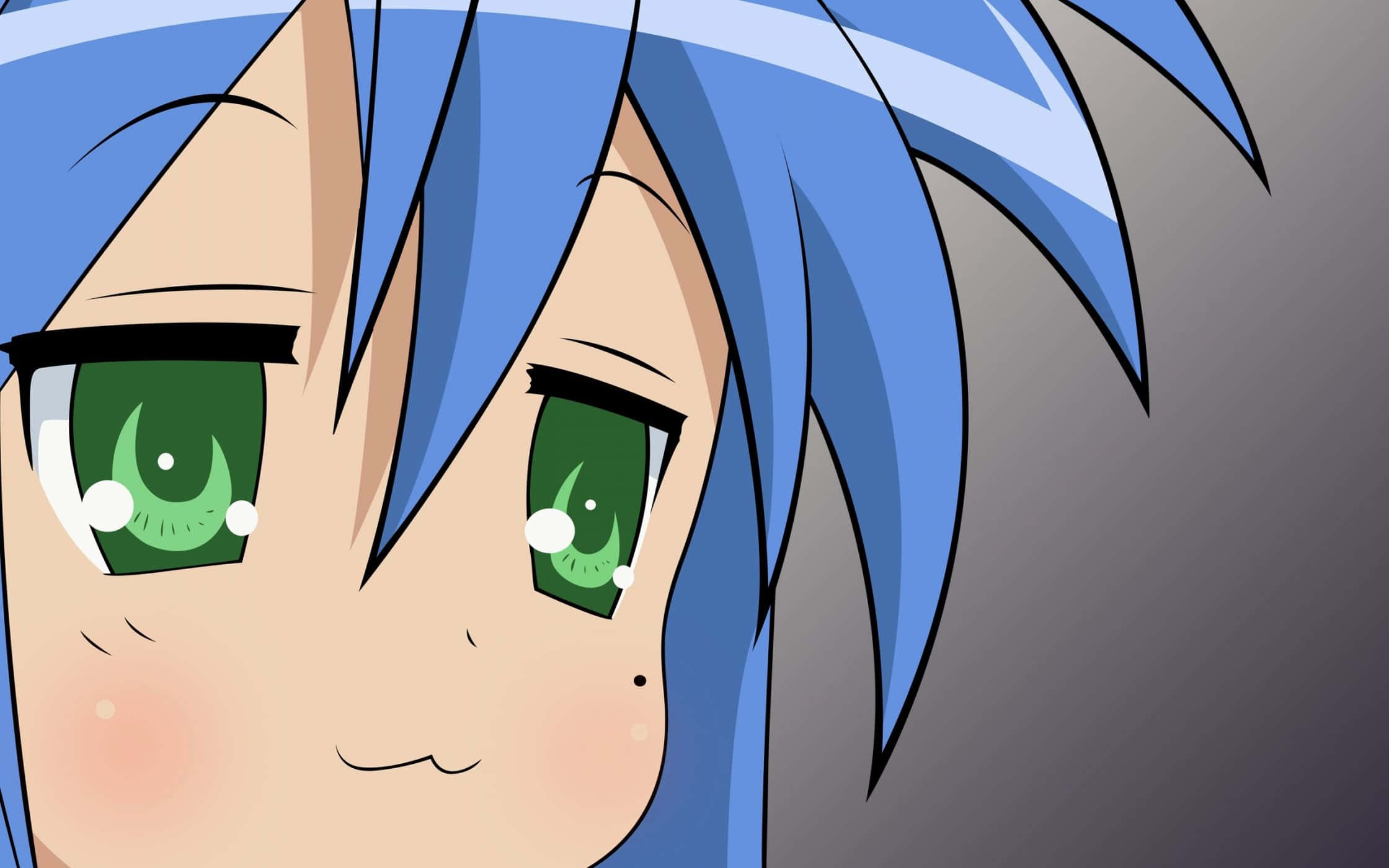 Lucky Star, anime character, vibrant blue hair, Full HD Desktop Wallpaper