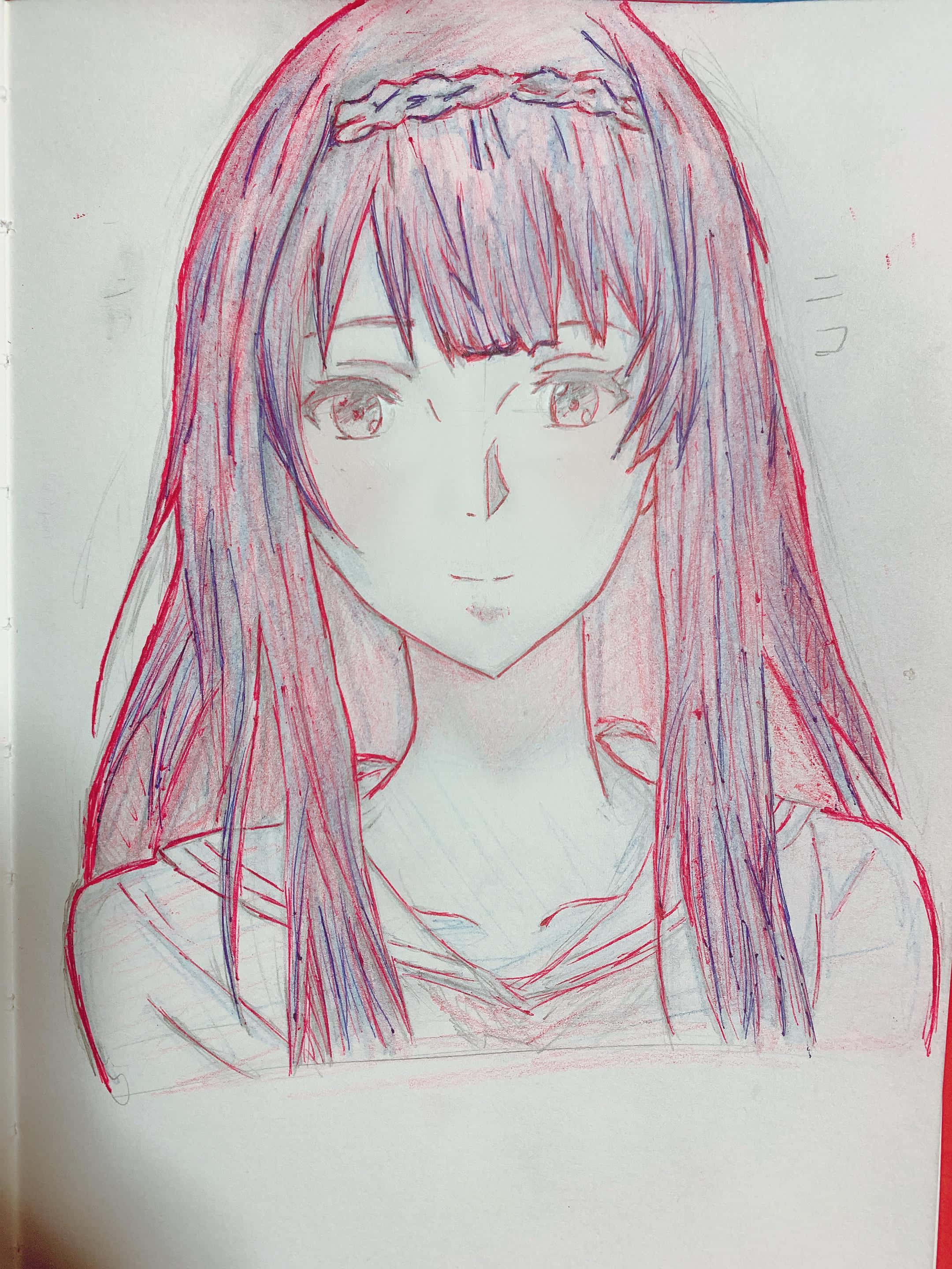 Luculia Marlborough, red and blue hair, headband, 2K Phone Wallpaper