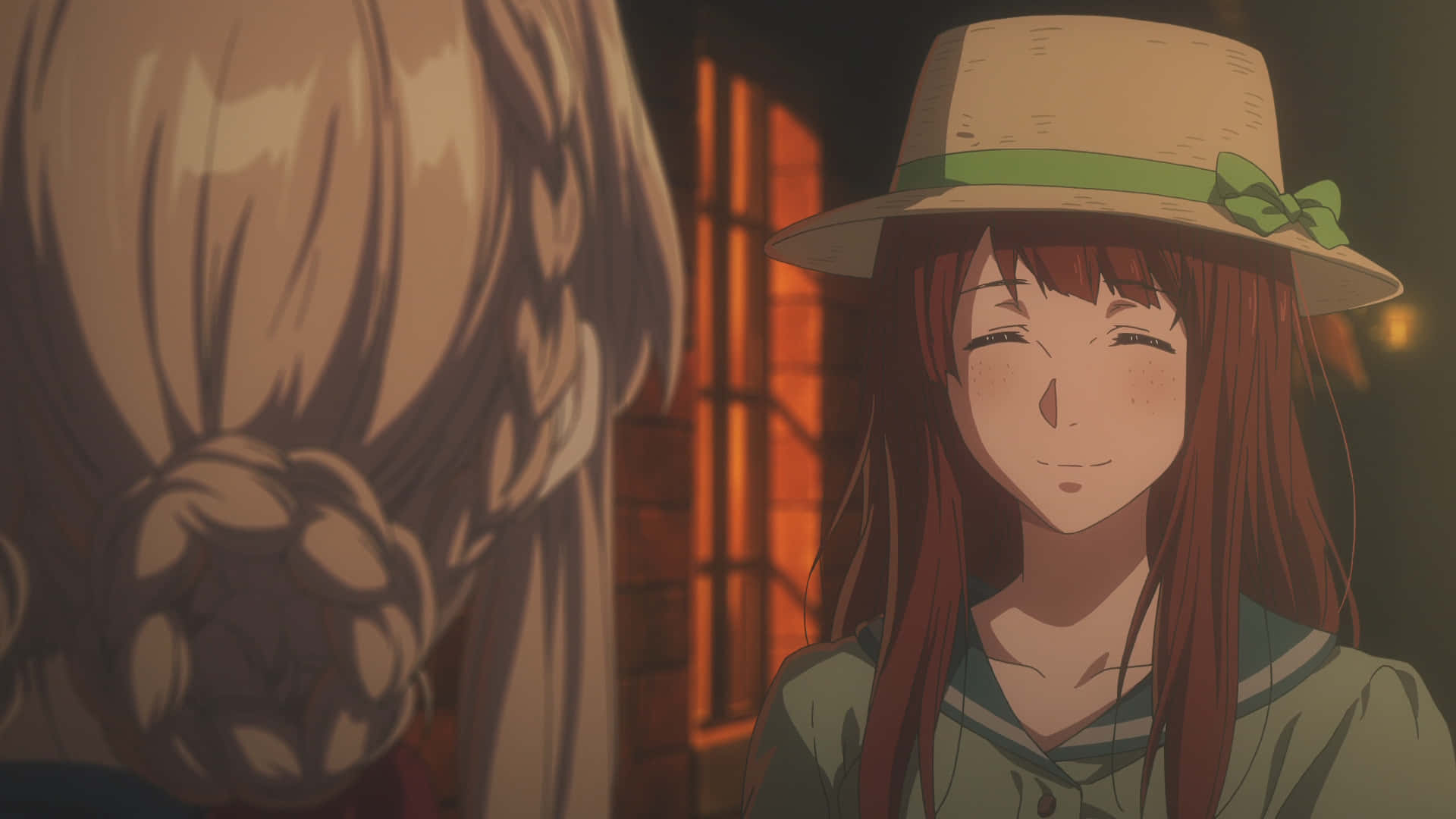 Luculia Marlborough, anime scene, smiling girl, Full HD Desktop Wallpaper