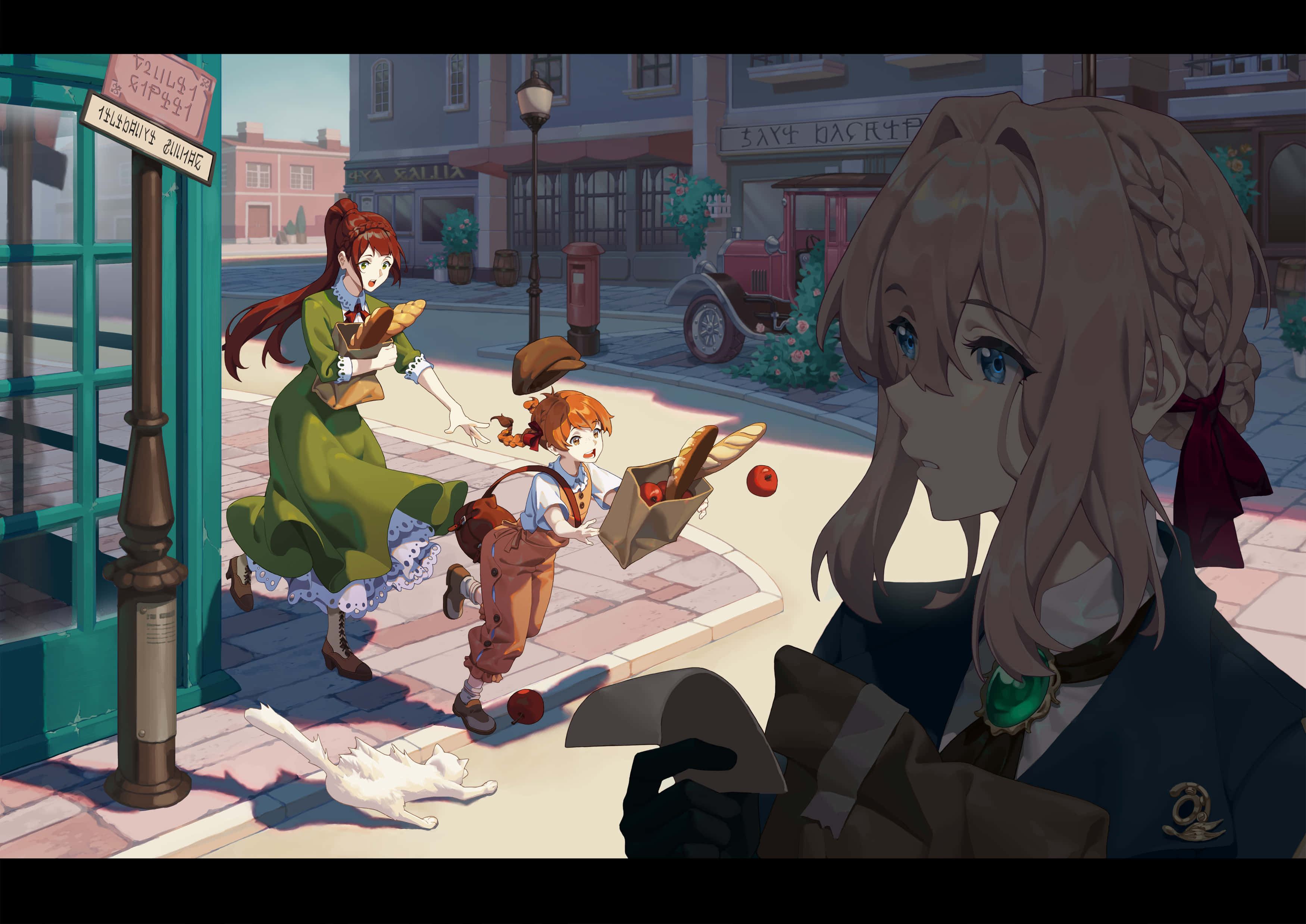 Luculia Marlborough, anime scene, two girls, 2K Desktop Wallpaper