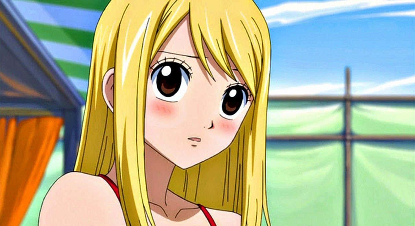 Lucy Heartfilia, long blonde hair, big brown eyes, HD Desktop Wallpaper