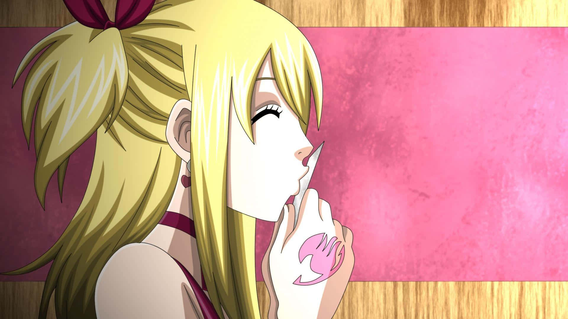 Lucy Heartfilia, blonde hair, pink bow, Full HD Desktop Wallpaper