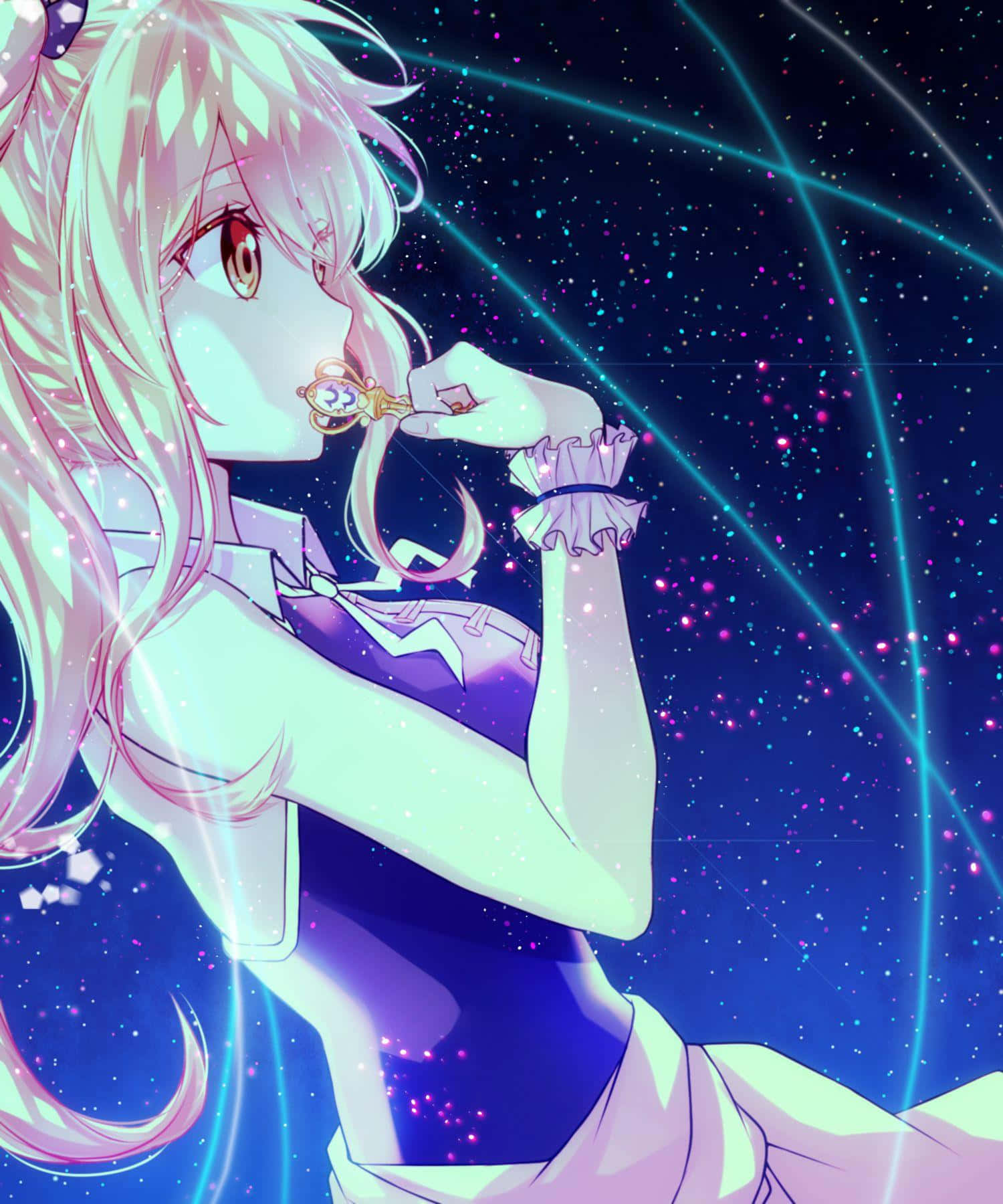 Lucy Heartfilia, pink-haired anime girl, purple dress, HD Phone Wallpaper
