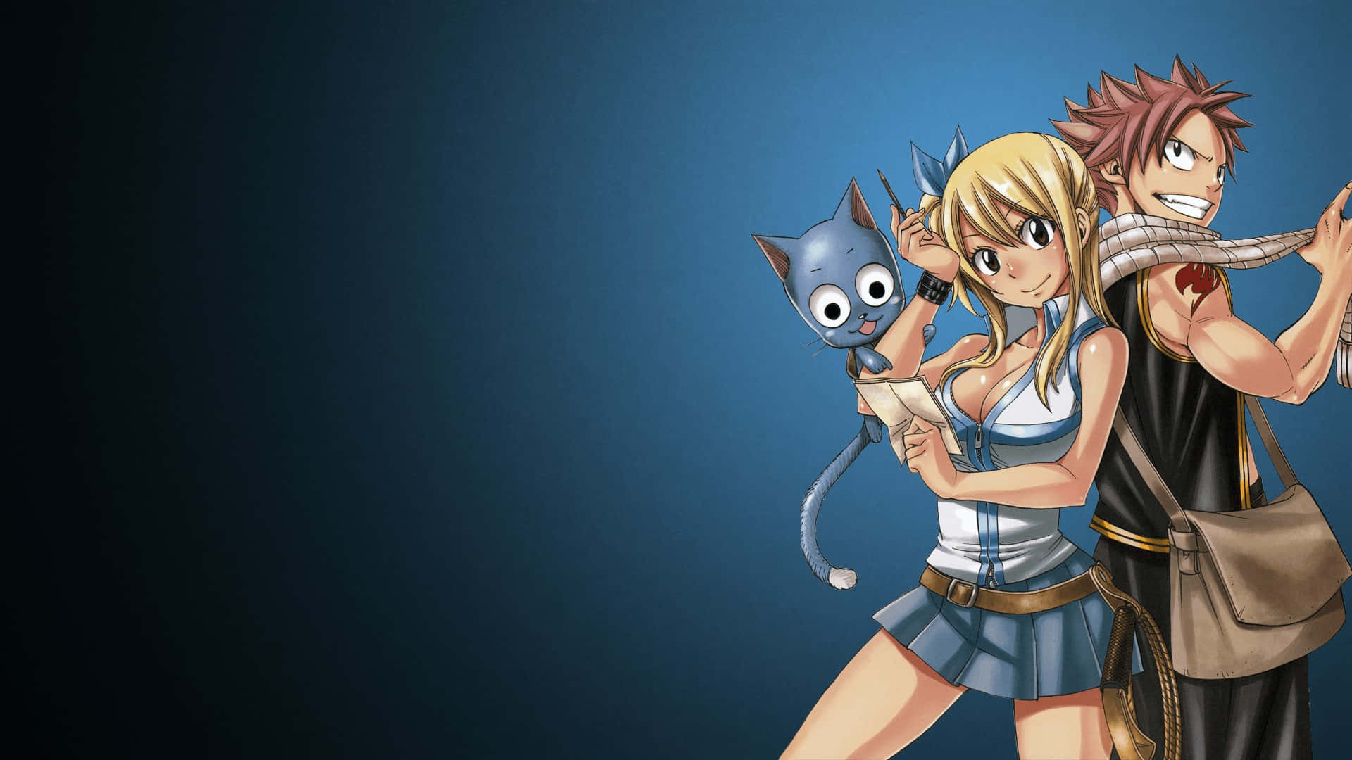 Lucy Heartfilia, anime characters, blue cat, Full HD Desktop Wallpaper
