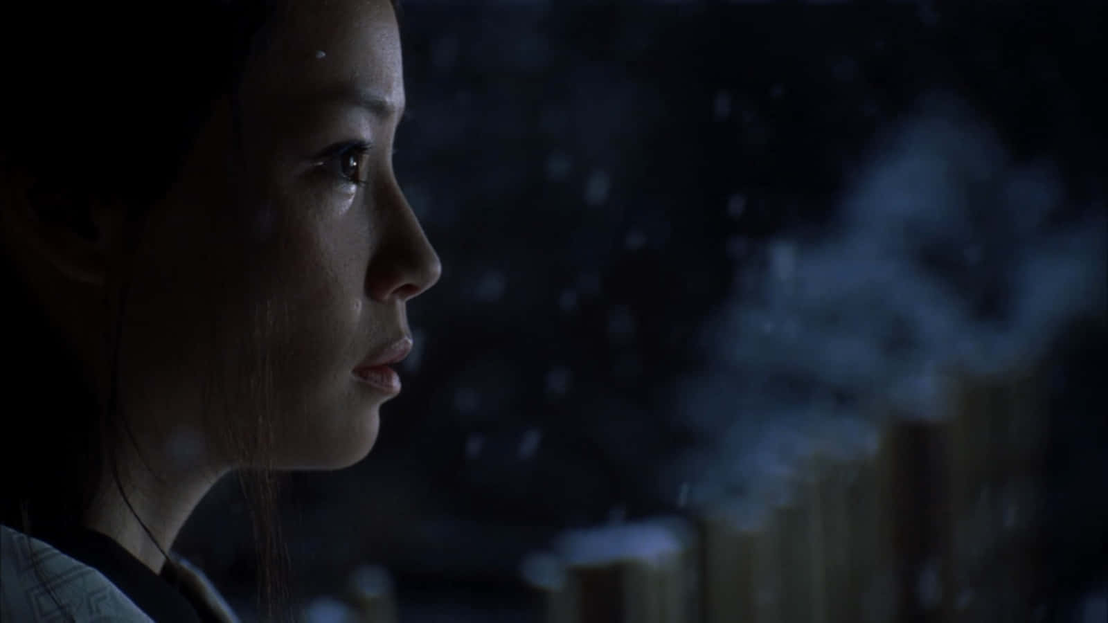 Lucy Liu, snow, dim light, HD Desktop Wallpaper