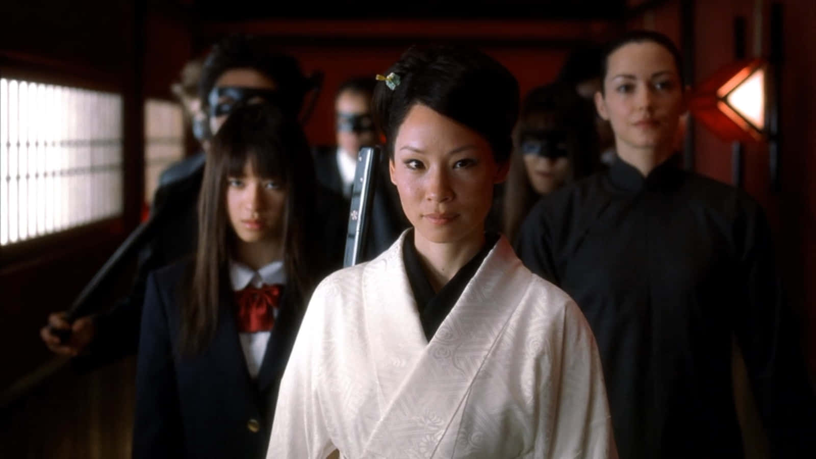 Lucy Liu, white kimono, sword, HD Desktop Wallpaper