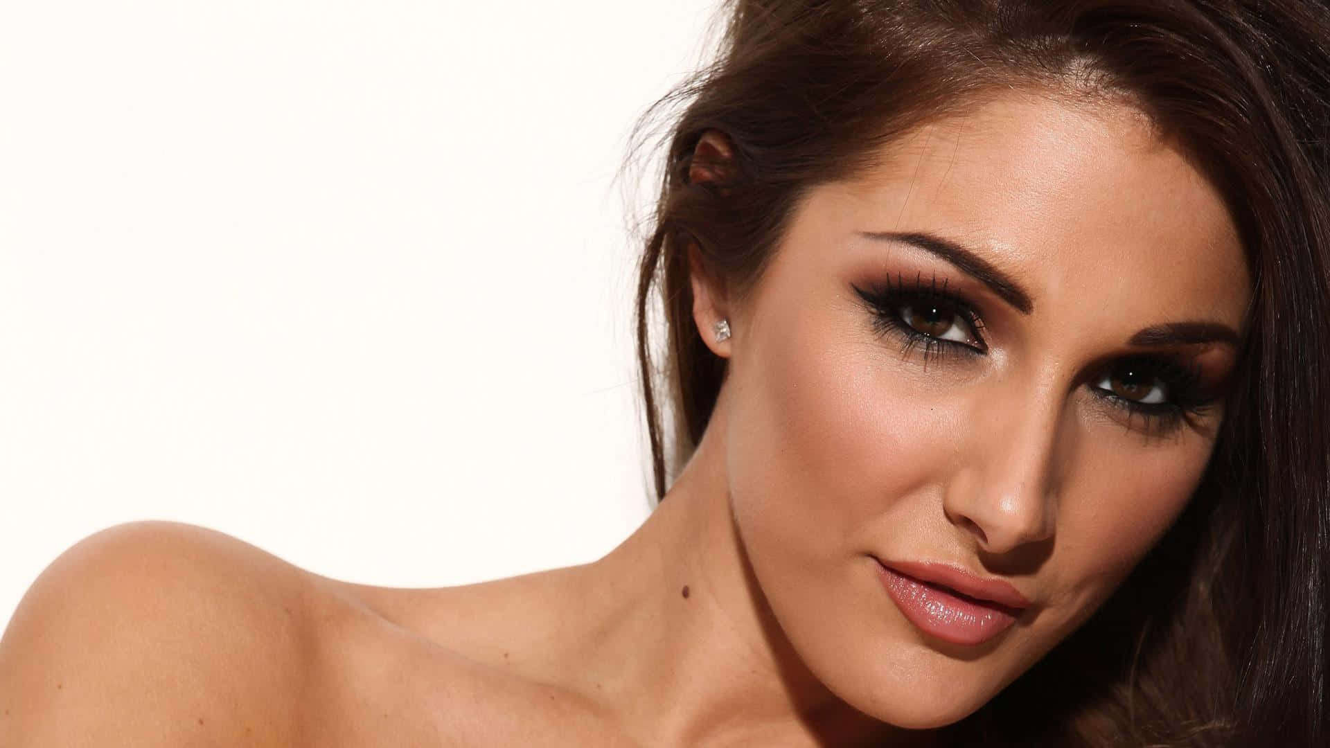 Lucy Pinder, dark hair, smoky eye makeup, Full HD Desktop Wallpaper