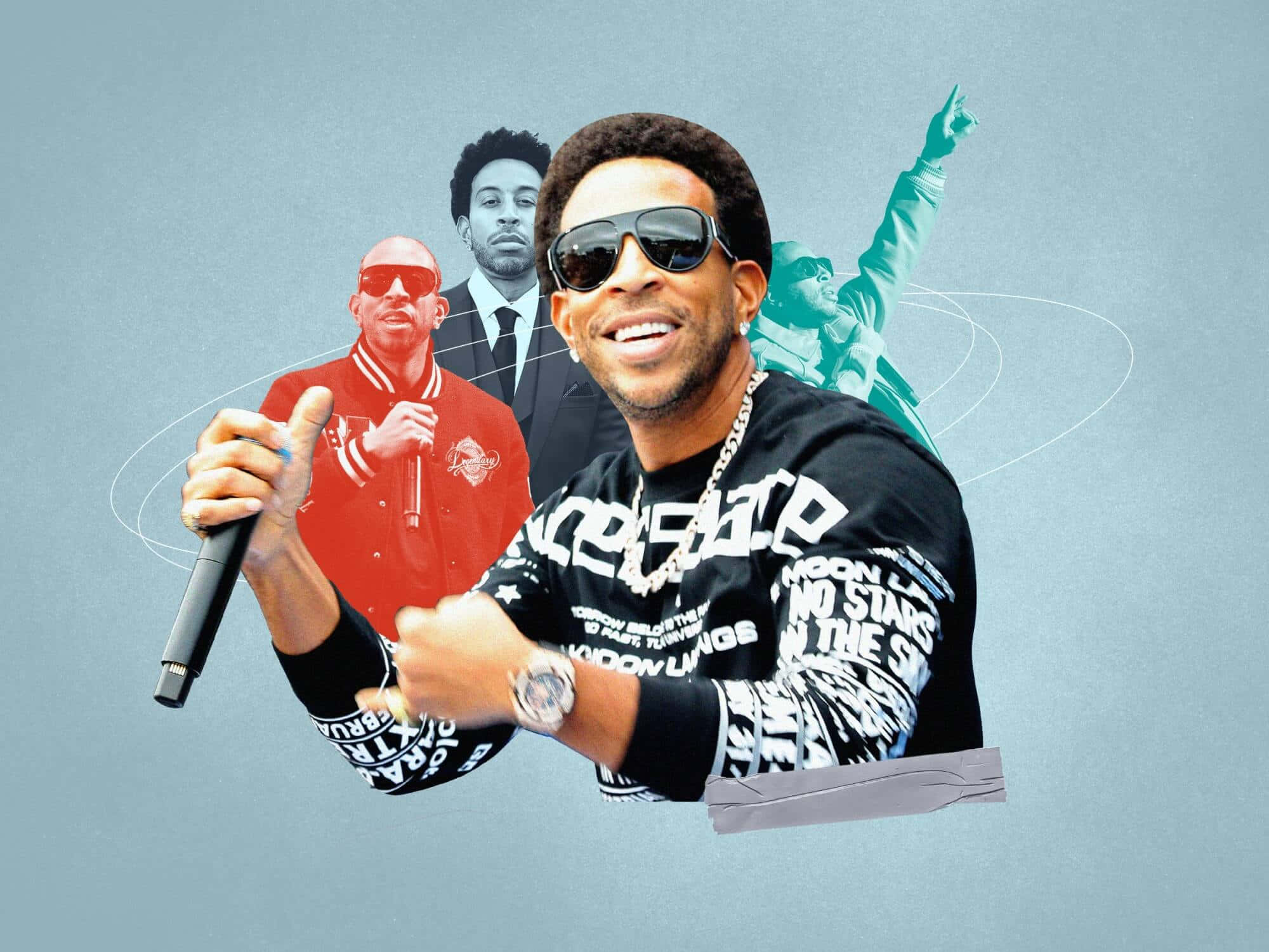 Ludacris, sunglasses, microphone, Full HD Desktop Wallpaper