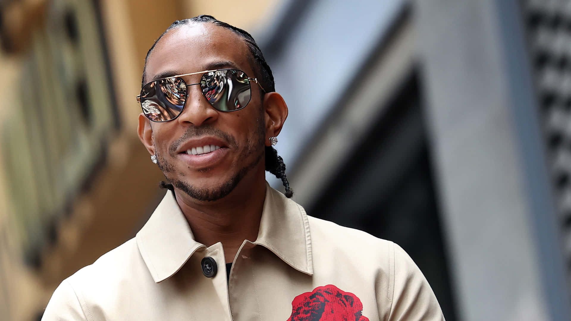 Ludacris, beige jacket, red rose patch, Full HD Desktop Wallpaper