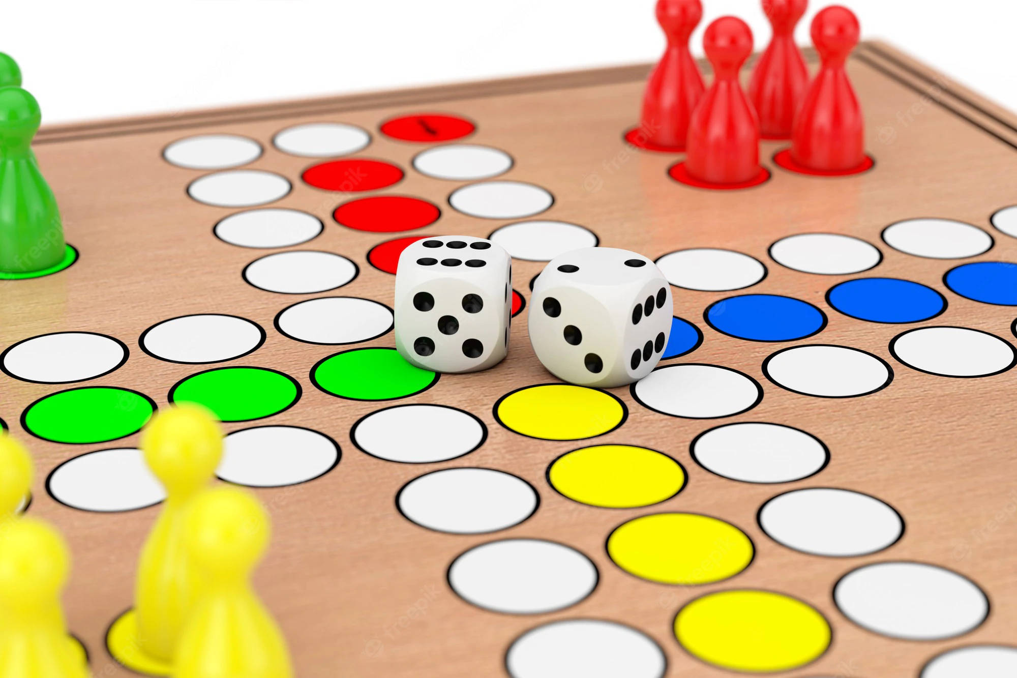 Ludo King, two dice, wooden board game, Full HD Desktop Wallpaper