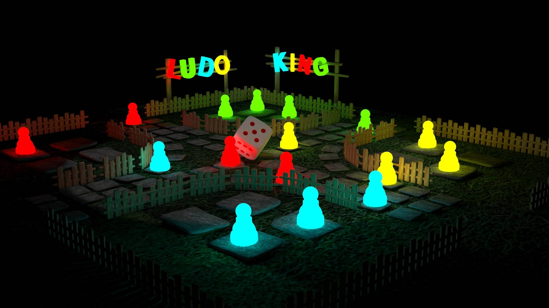Ludo King, glowing tokens, colorful pieces, Full HD Desktop Wallpaper
