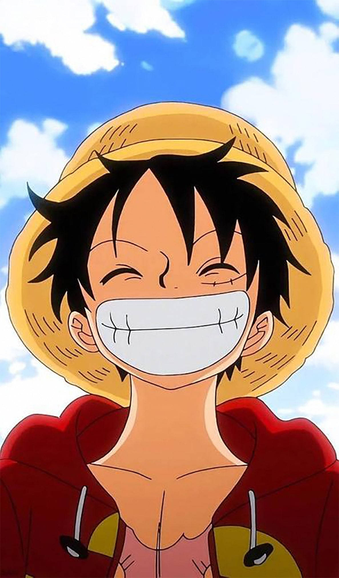 Luffy, straw hat, cloudy sky, Full HD Phone Wallpaper