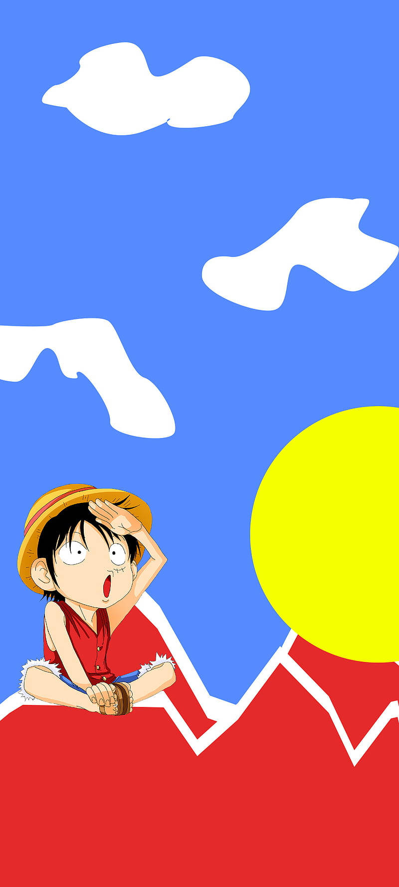 Luffy, straw hat, red cliff, HD Phone Wallpaper