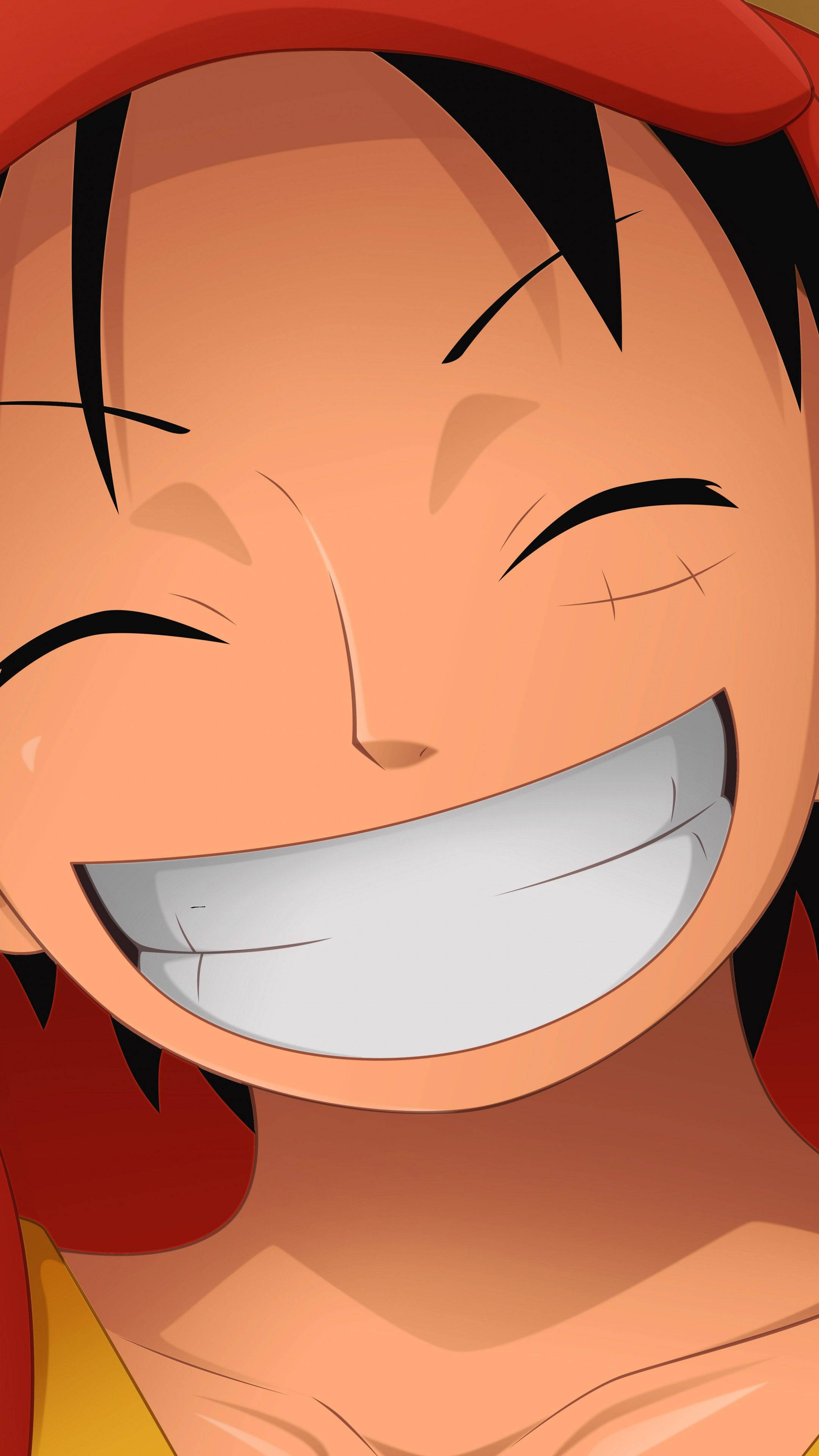Luffy, red cap, wide grin, 4K Phone Wallpaper
