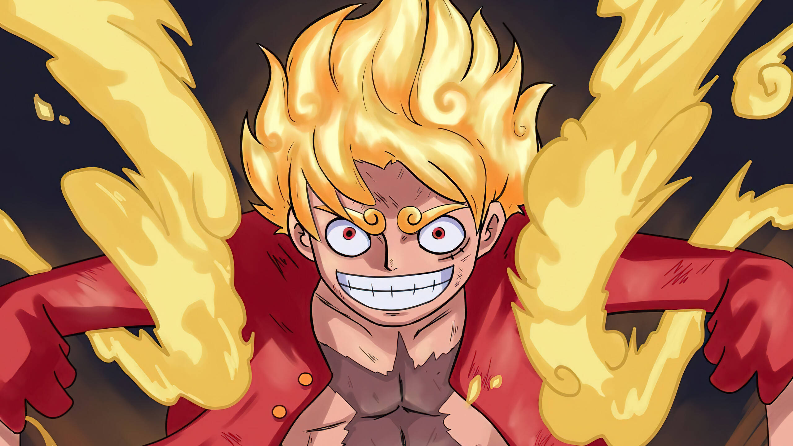 Luffy, 4K, burning orange hair, 2K Desktop Wallpaper