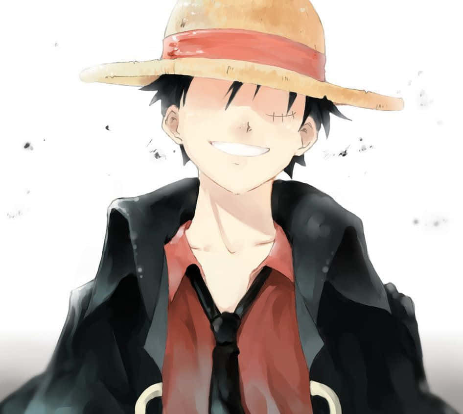 Luffy, straw hat, black coat, SD Desktop Wallpaper