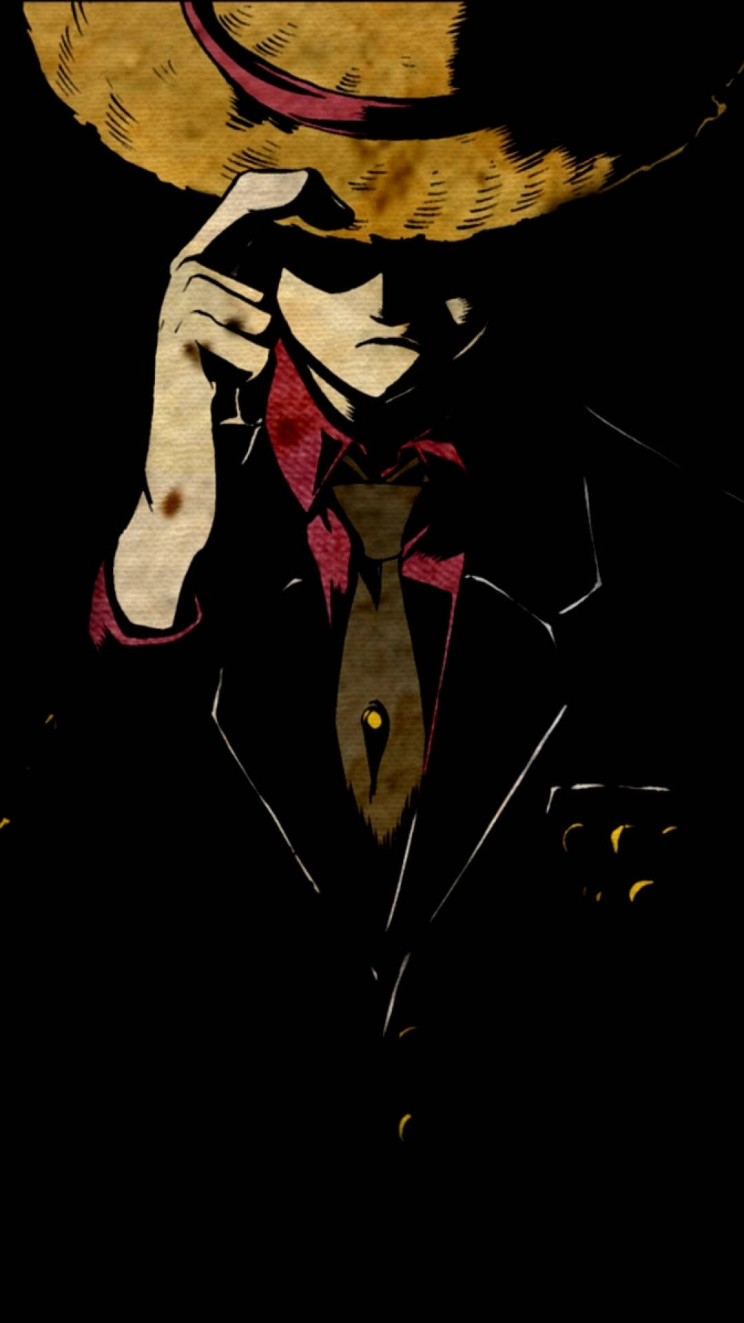 Luffy, straw hat logo, minimalist, Full HD Phone Wallpaper