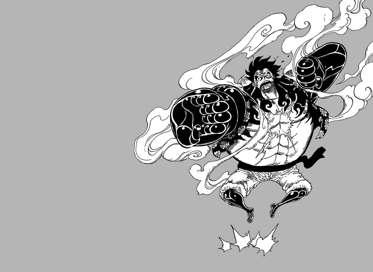 Luffy, black and white, anime character, HD Desktop Wallpaper
