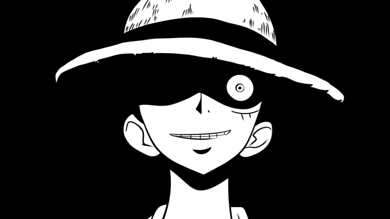 Luffy, black and white, anime character, HD Desktop Wallpaper