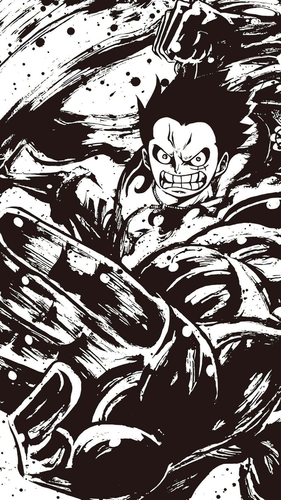 Luffy, black and white, spiky hair, HD Phone Wallpaper