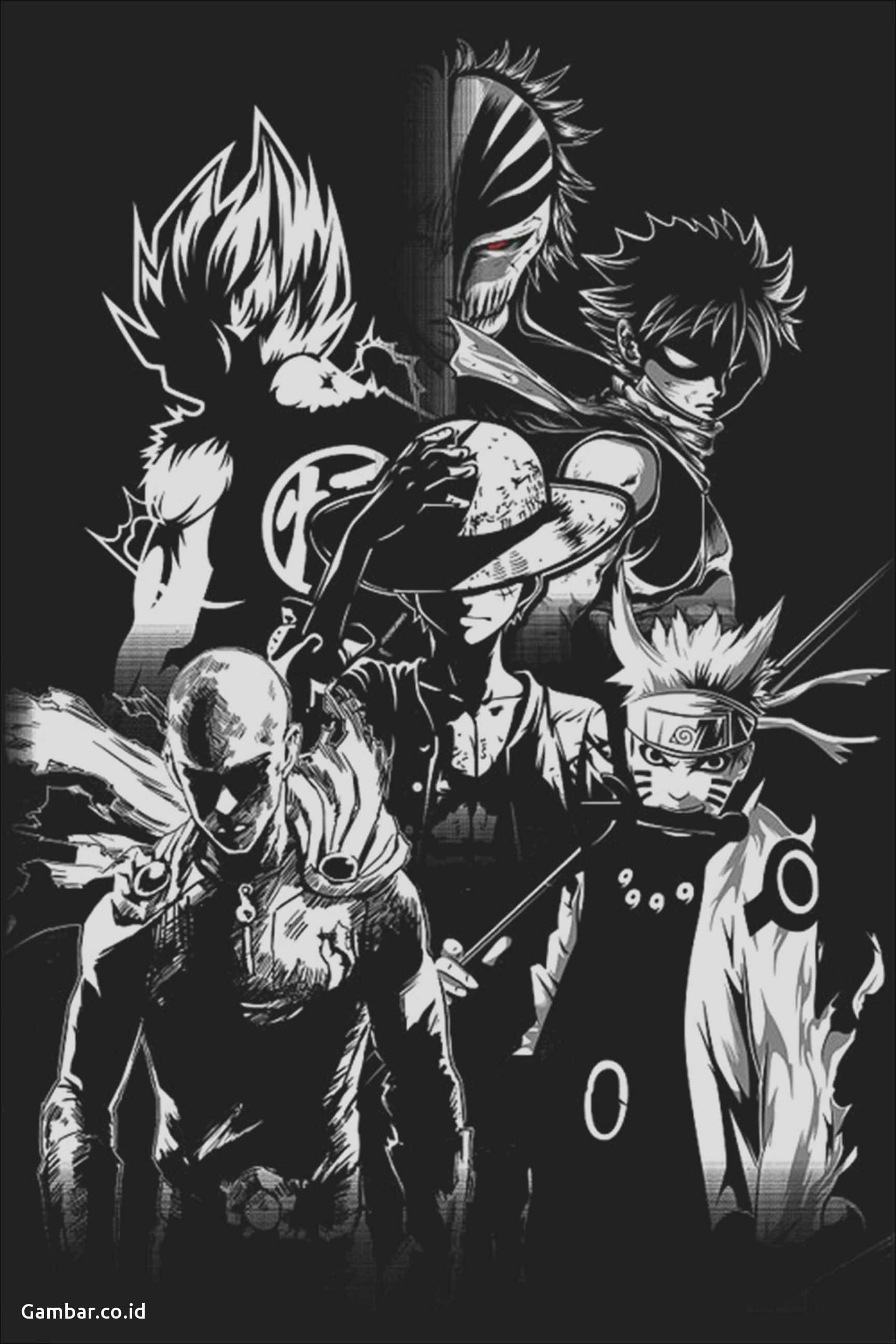 Luffy, black and white, anime illustration, 2K Phone Wallpaper