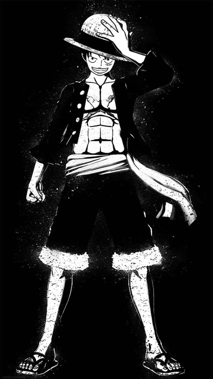 Luffy, black and white, anime character, HD Phone Wallpaper