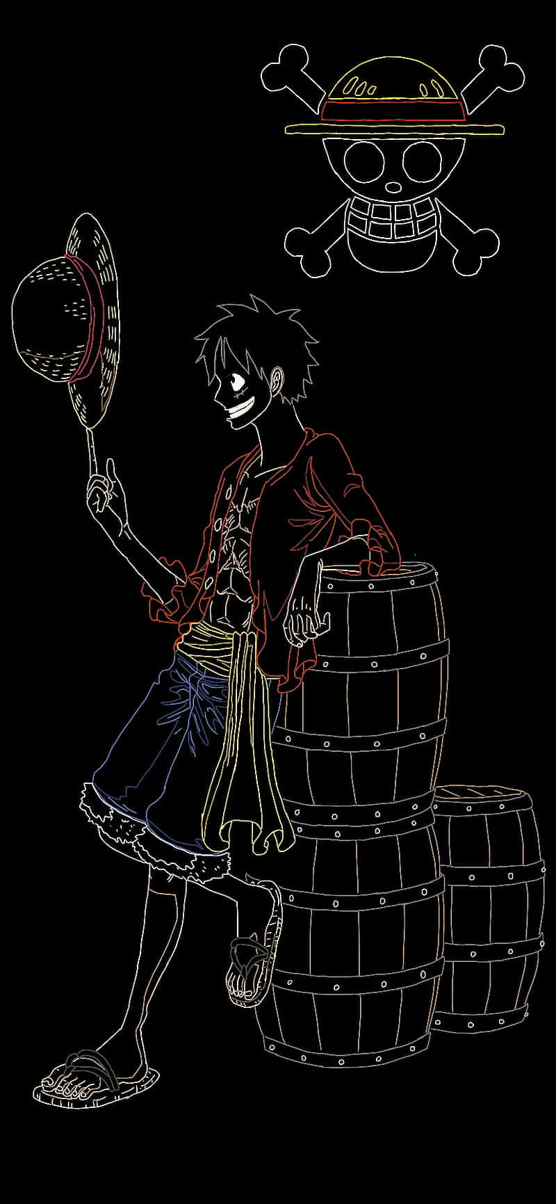 Luffy, straw hat, skull emblem, HD Phone Wallpaper