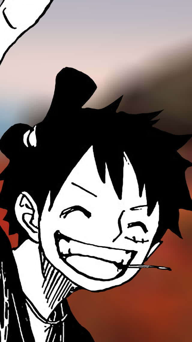 Luffy, black and white, spiky black hair, SD Phone Wallpaper