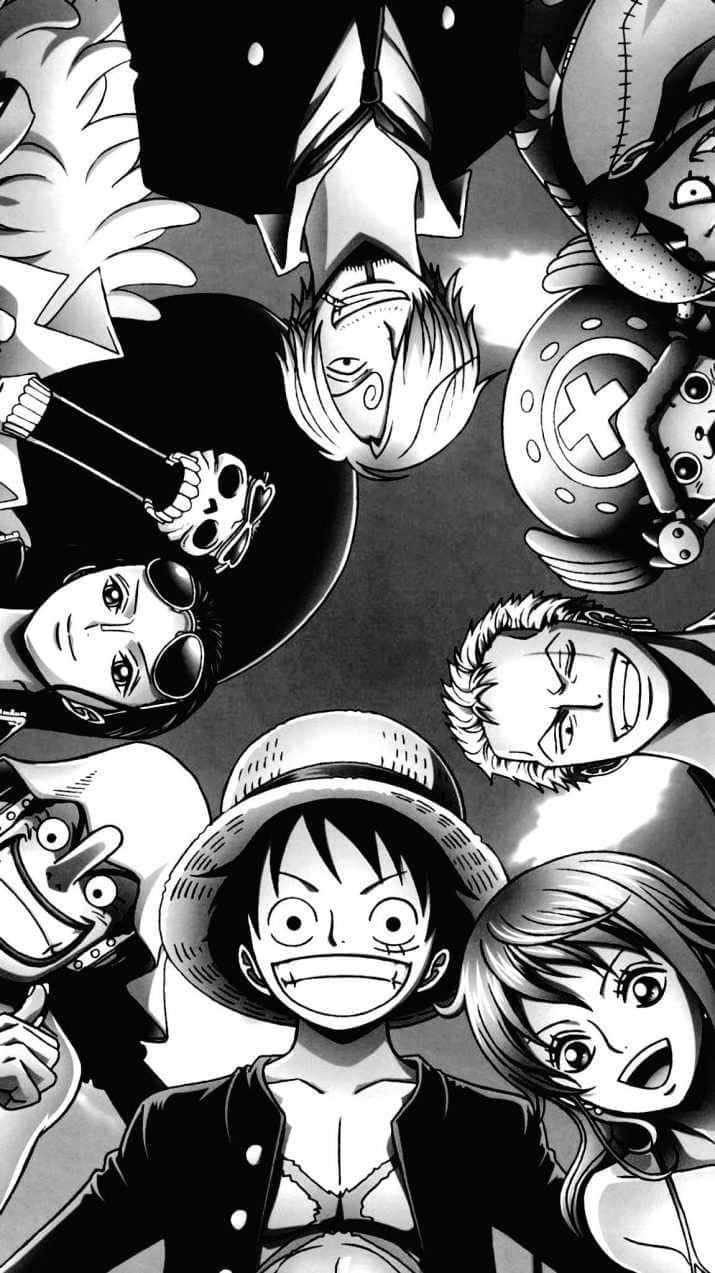 Luffy, black and white, manga panel, SD Phone Wallpaper
