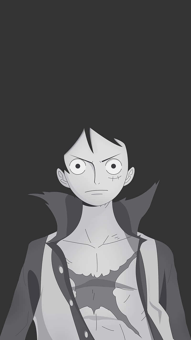 Luffy, monochrome anime character, stitched face, HD Phone Wallpaper