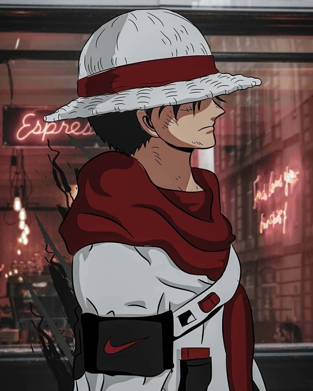 Luffy Drip, anime man, white hat, HD Phone Wallpaper