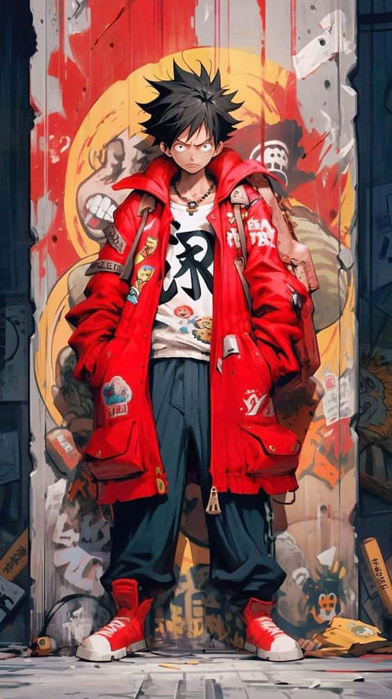 Luffy Drip, urban style, spiky-haired anime boy, SD Phone Wallpaper