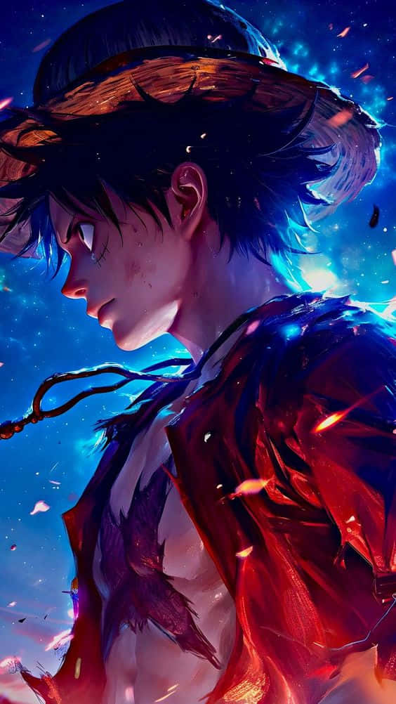 Luffy, starry night, cosmic blue background, SD Phone Wallpaper