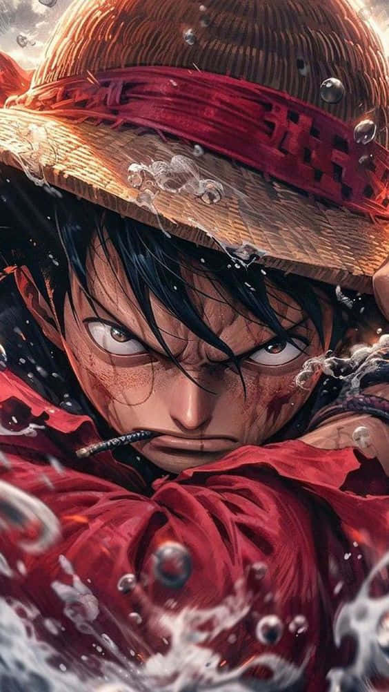 anime pirate, straw hat, red coat, SD Phone Wallpaper