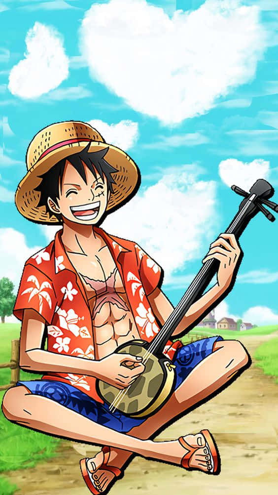 Luffy, straw hat, floral shirt, SD Phone Wallpaper