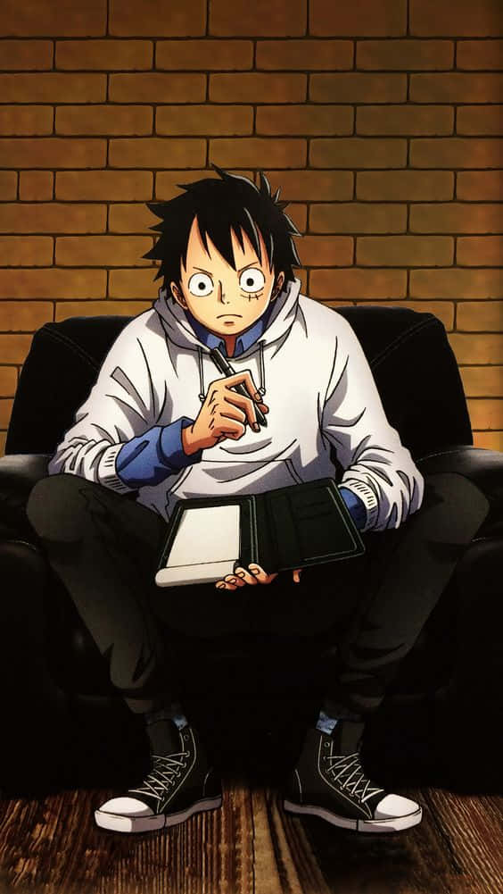 Luffy Drip, anime boy, spiky black hair, SD Phone Wallpaper