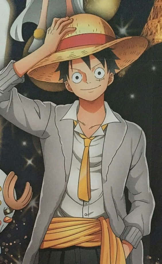 Luffy Drip, straw hat, gray suit, SD Phone Wallpaper