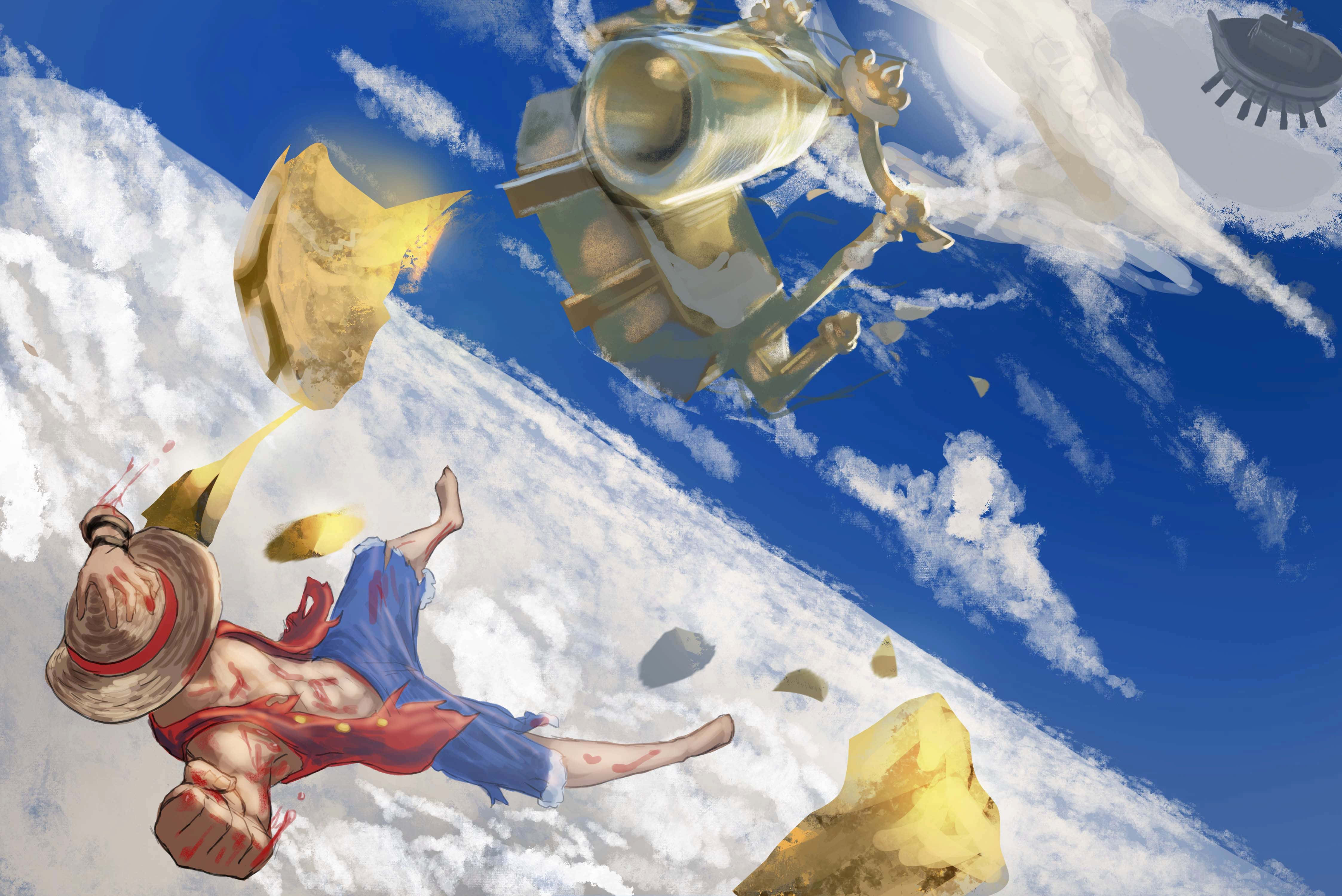 Luffy, red shirt, straw hat, 4K Desktop Wallpaper