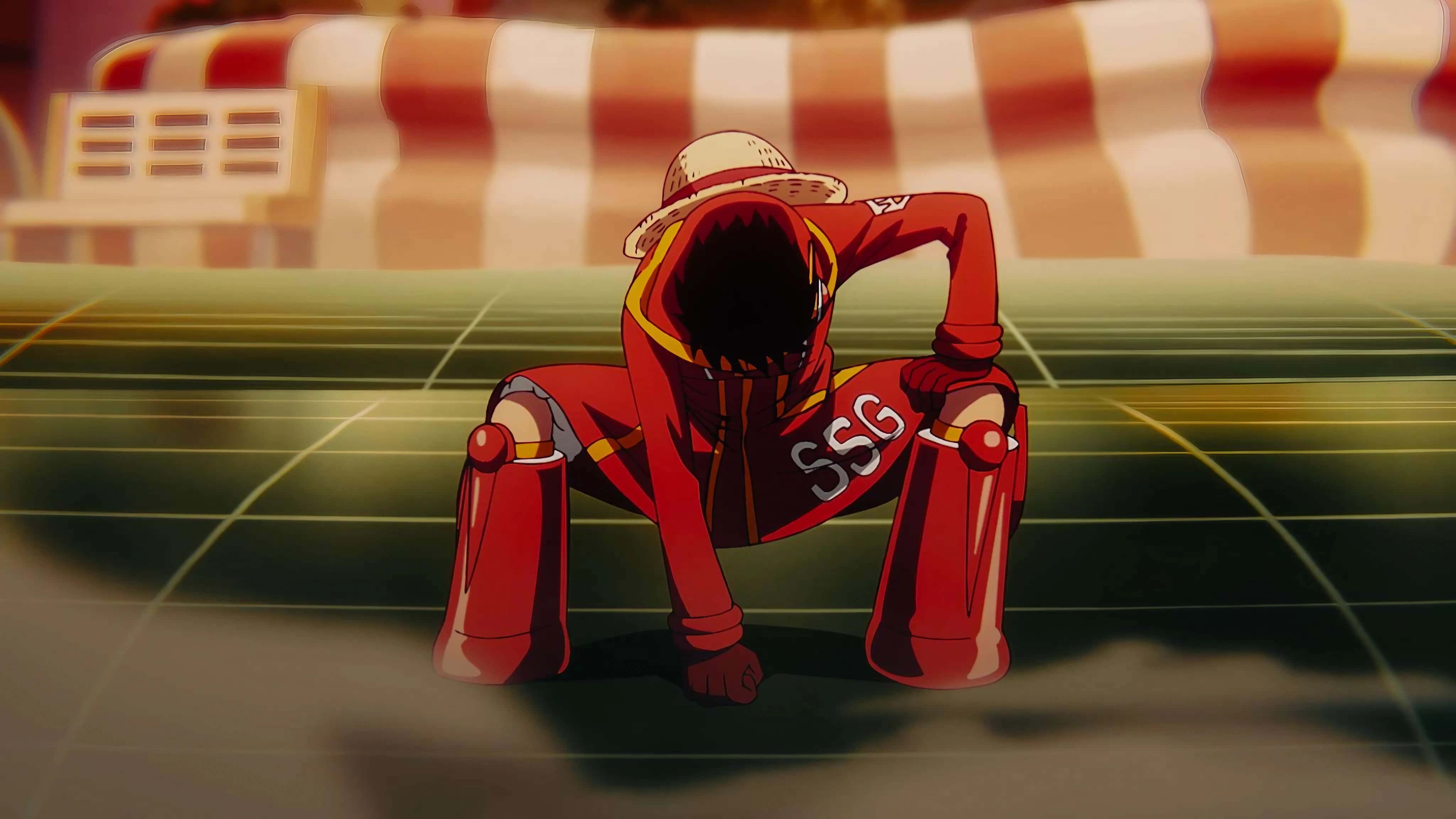 Luffy, red-suited, anime runner, 4K Desktop Wallpaper