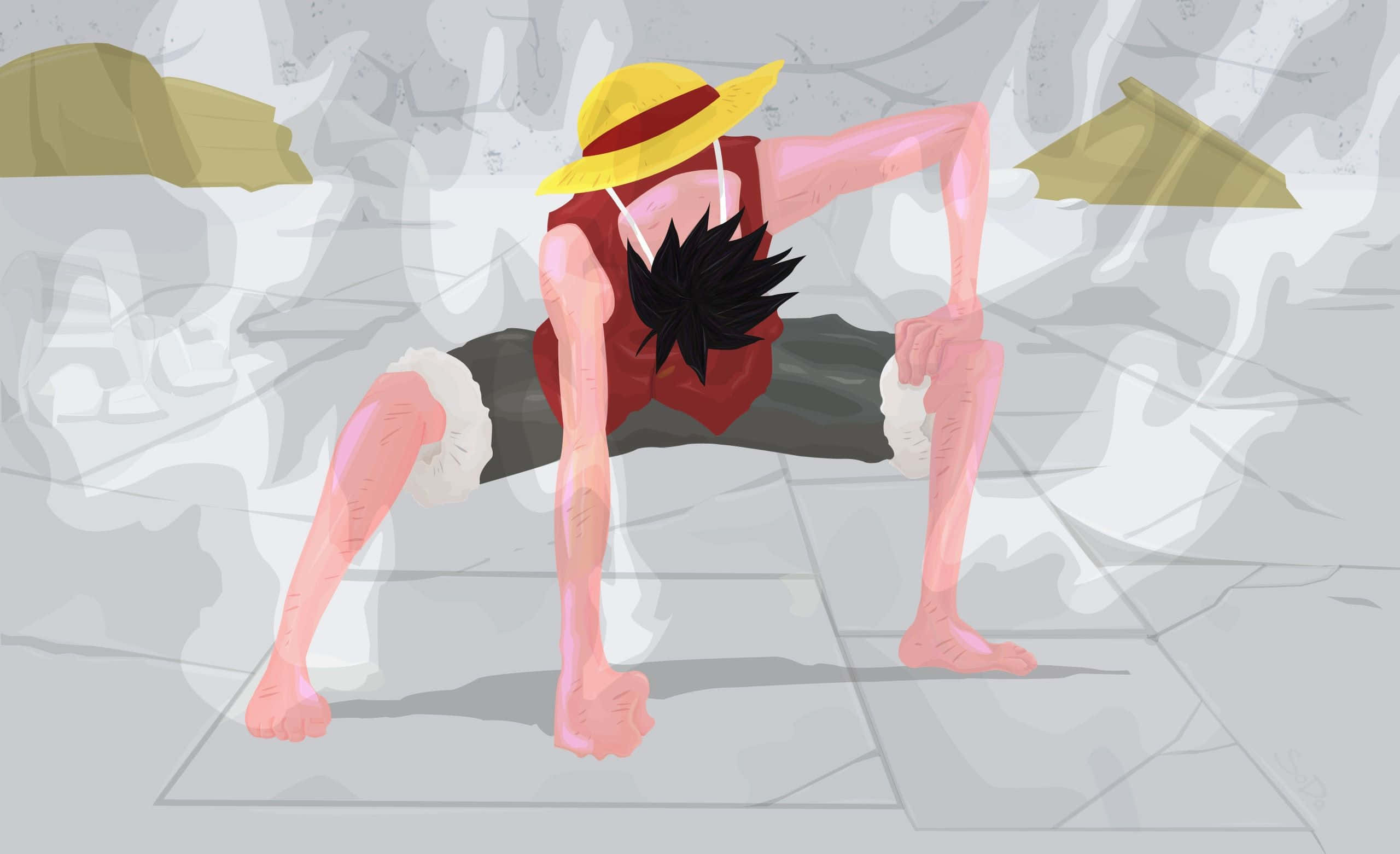 Luffy, stretching powers, dynamic stretching pose, 2K Desktop Wallpaper