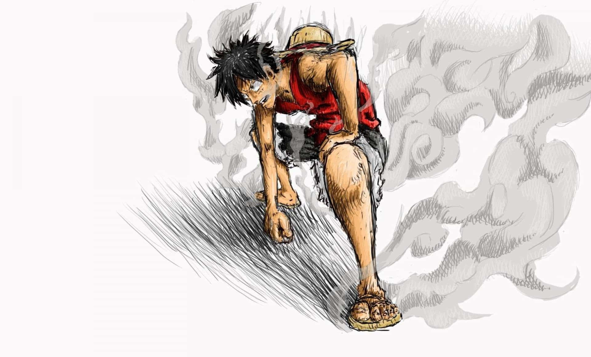 Luffy, straw hat, spiky black hair, Full HD Desktop Wallpaper
