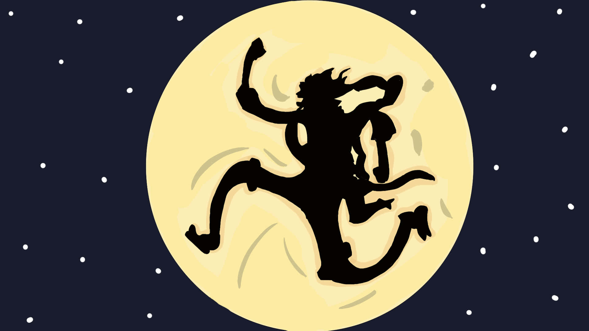 Luffy, silhouette, full moon, Full HD Desktop Wallpaper