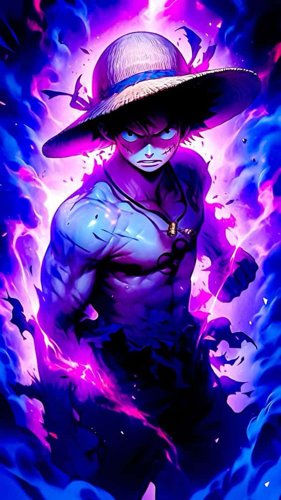 Luffy, straw hat, purple aura, SD Phone Wallpaper