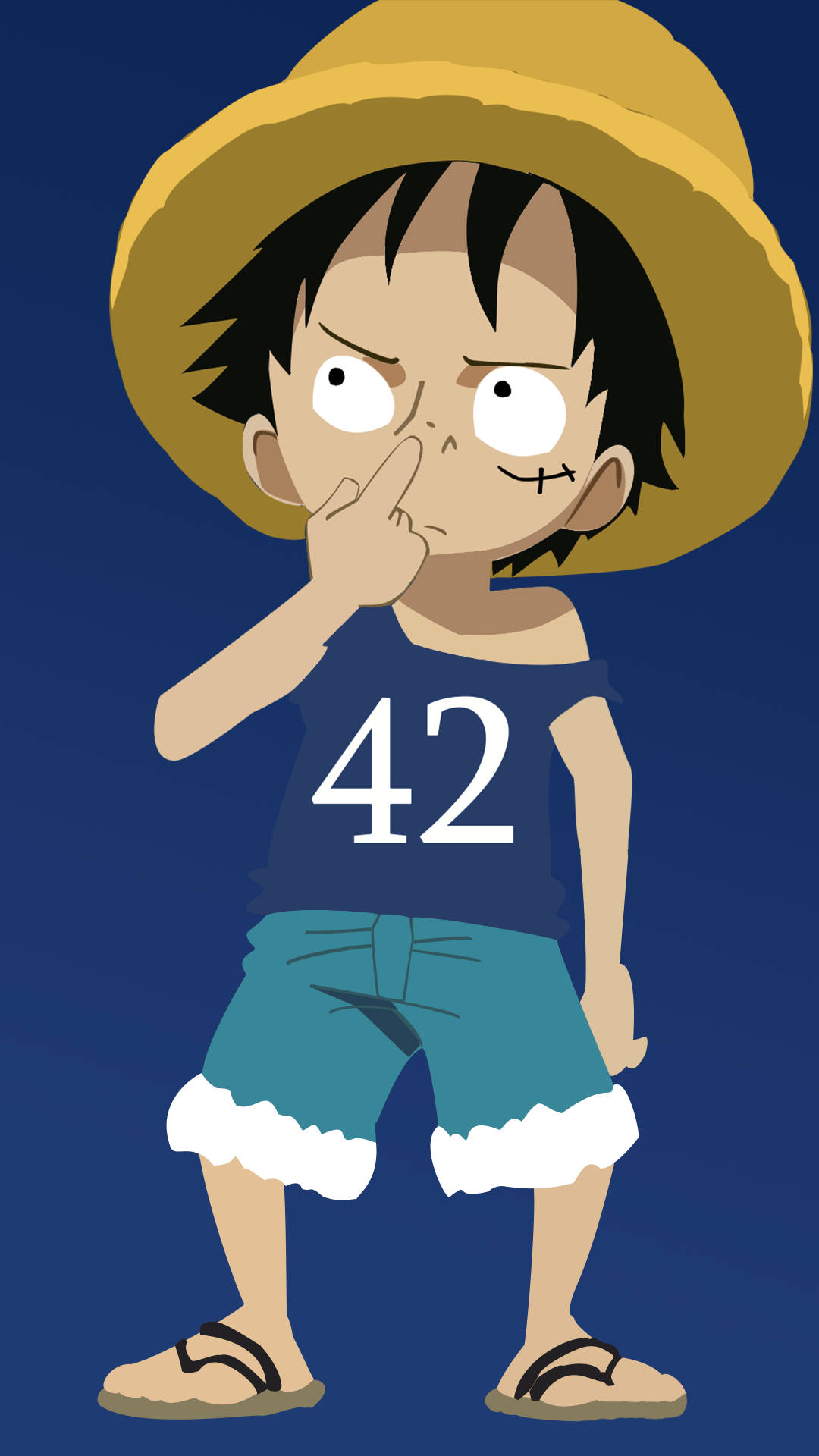 Luffy, straw hat, blue shirt, Full HD Phone Wallpaper