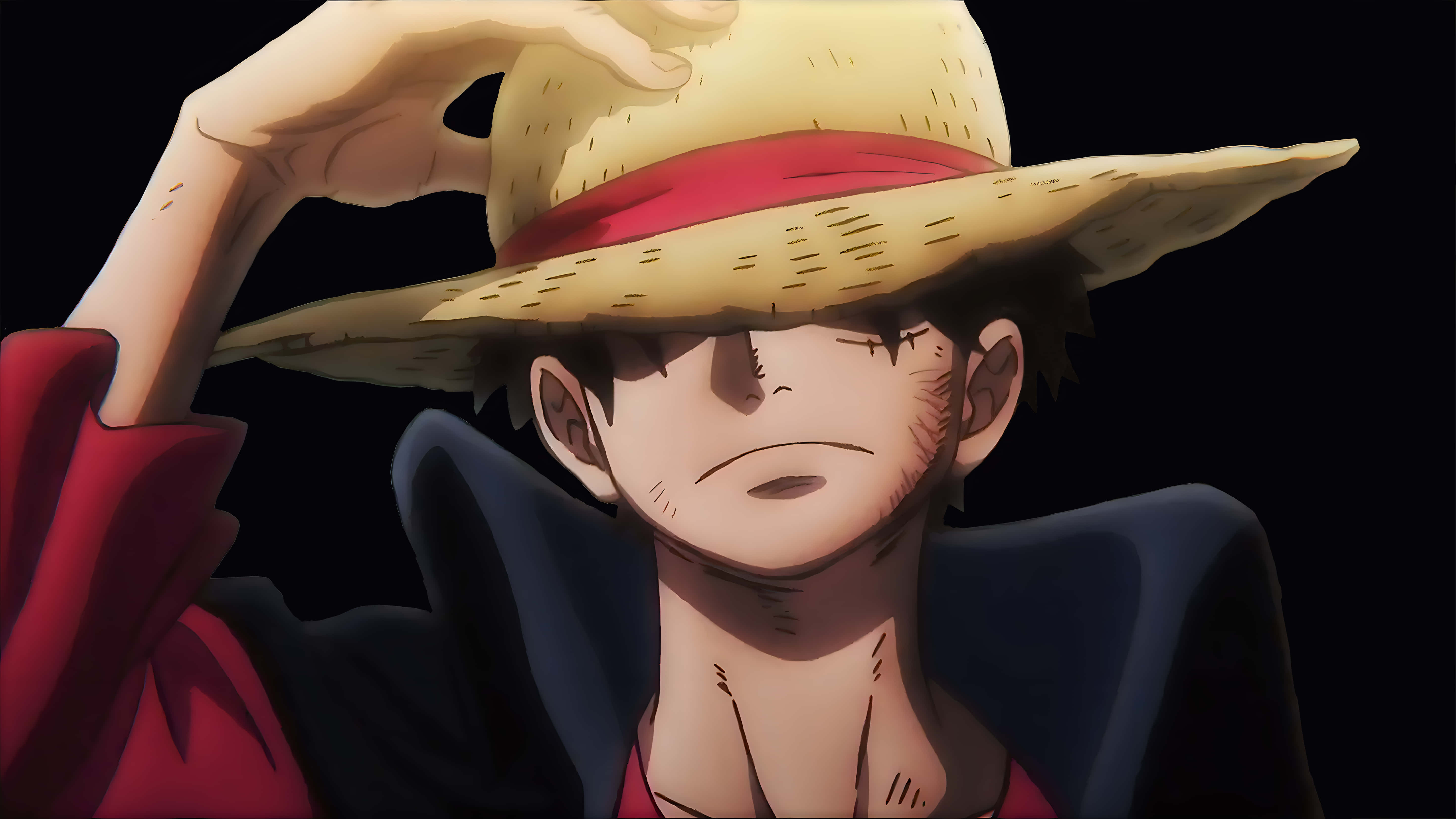 Luffy, straw hat, red shirt, 5K Desktop Wallpaper