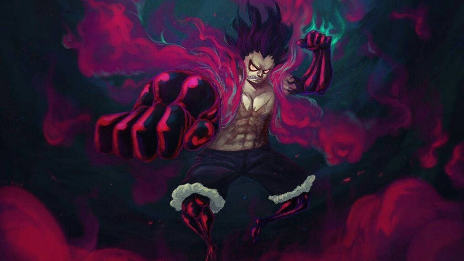 Luffy Gear 4, Gothic, spiky purple hair, Full HD Desktop Wallpaper