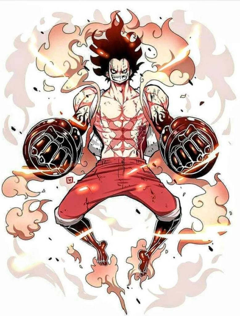Luffy Gear 4, spiky hair, glowing fists, SD Phone Wallpaper