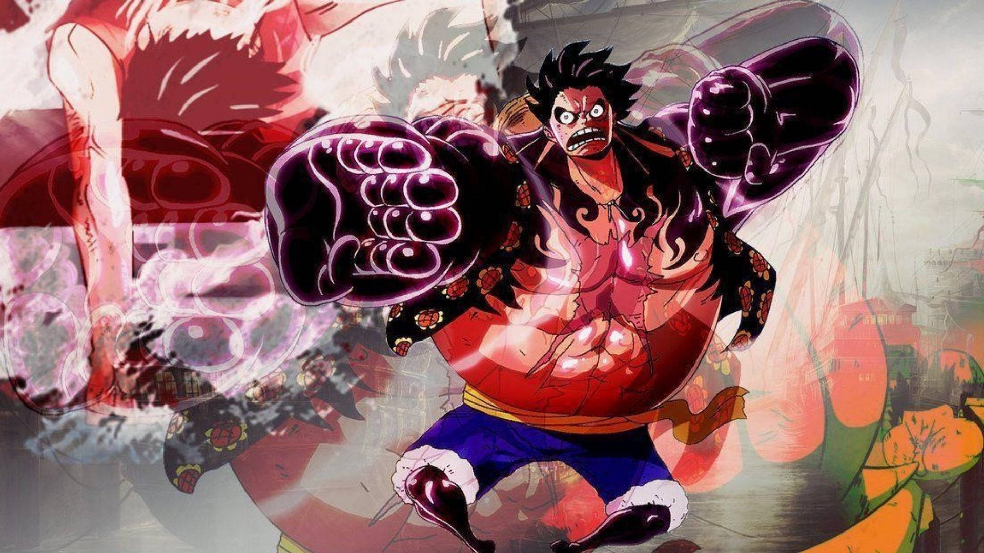 Luffy Gear 4, anime warrior, glowing fists, Full HD Desktop Wallpaper