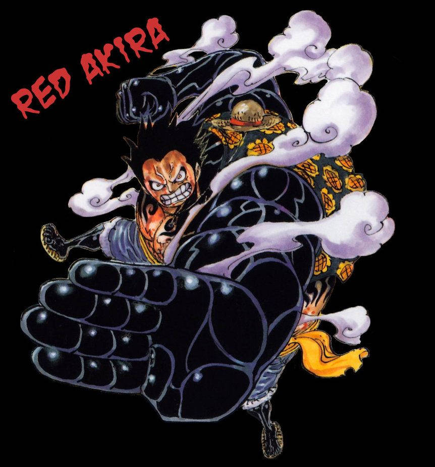 Luffy Gear 4, red face, black armor, SD Phone Wallpaper