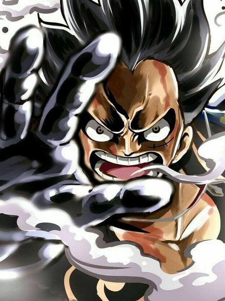 Luffy Gear 4, spiky hair, roaring expression, SD Phone Wallpaper